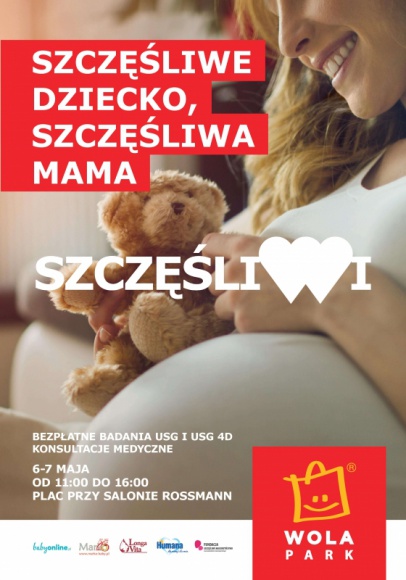 Przyszła mamo – zbadaj się! Bezpłatne badania USG i USG 4D oraz konsultacje ze s LIFESTYLE, Zdrowie - Wola Park zaprasza do udziału w akcji "Szczęśliwe Dziecko, Szczęśliwa Mama". W dniach 6-7 maja przyszłe mamy będą miały szansę wykonać bezpłatne badanie USG i USG 4D oraz skonsultować się ze specjalistami.