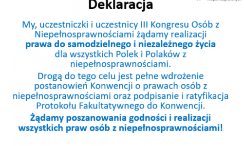 Jednym głosem o potrzebie zmian – III Kongres Osób z Niepełnosprawnościami