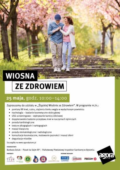 Jak wiosna, to tylko ze zdrowiem! LIFESTYLE, Zdrowie - Specjalistyczne konsultacje zdrowotne, różnorodne badania i porady doświadczonych ekspertów. Do tego darmowy manicure i masaż dłoni. 25 maja Agora Bytom zaprasza do udziału w 10. edycji „Śląskiej Wiosny ze Zdrowiem”. Wstęp wolny!